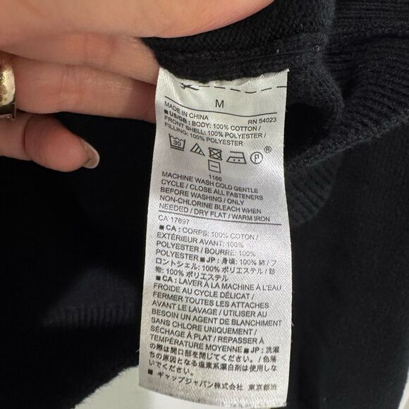 Banana Republic Men’s Sweater Jacket Black Quilted High Neck Medium Button Down - Picture 4 of 10